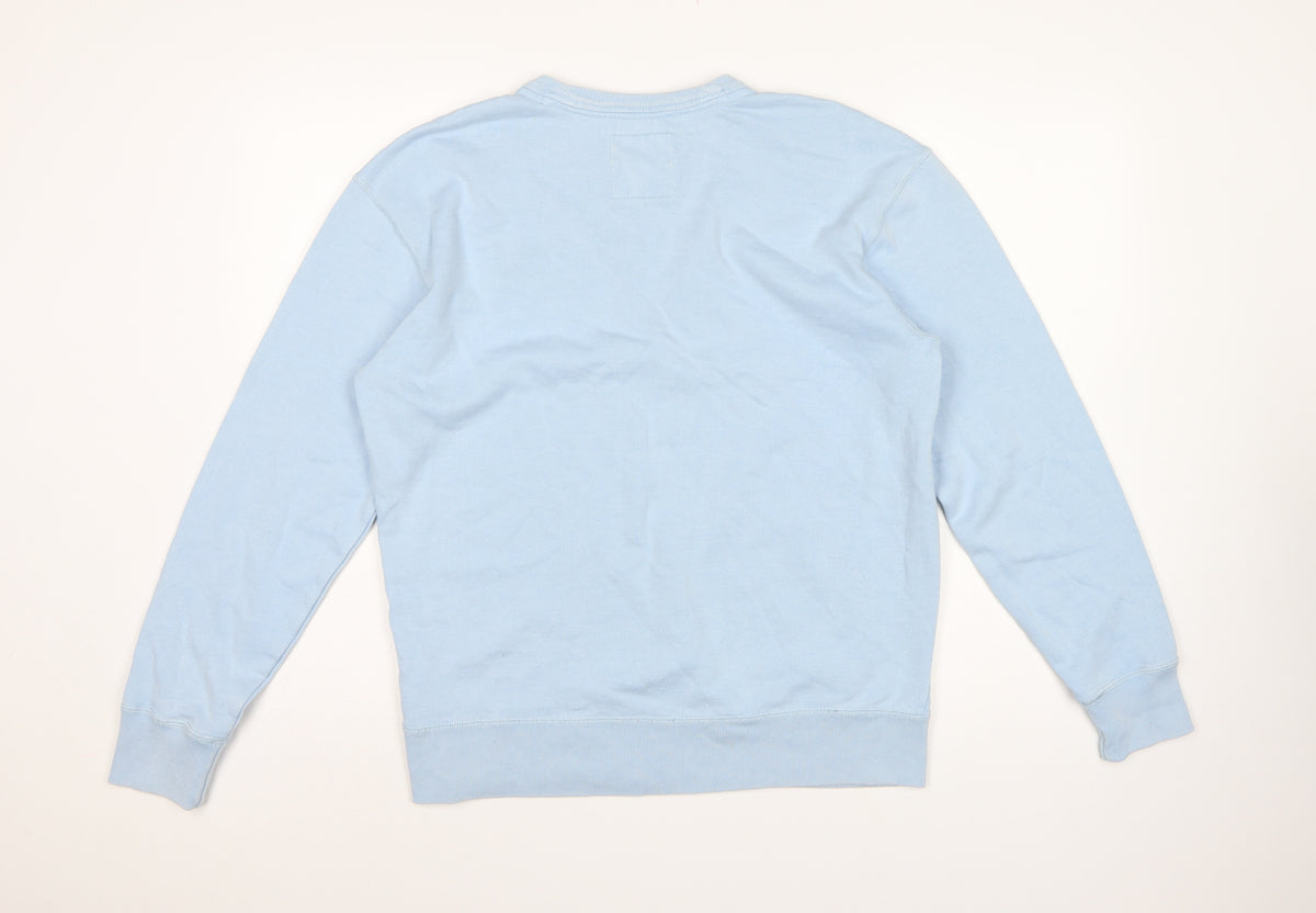 Hollister Men’s Blue M Crew Neck Pullover Fleece Sweatshirt Logo