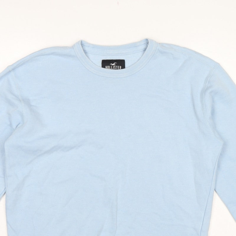 Hollister Men’s Blue M Crew Neck Pullover Fleece Sweatshirt Logo