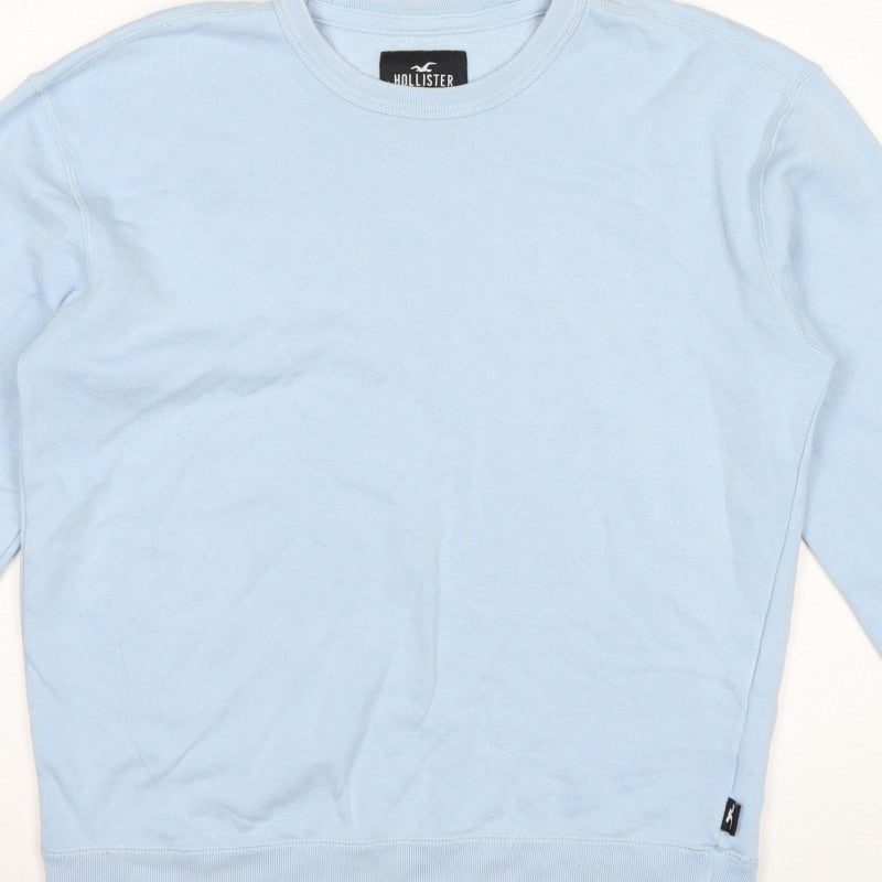 Hollister Men’s Blue M Crew Neck Pullover Fleece Sweatshirt Logo