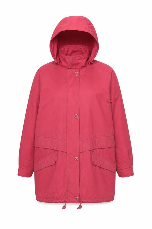 Telemac Women’s Red Size 16 Hooded Padded Parka Mid-Length Coat