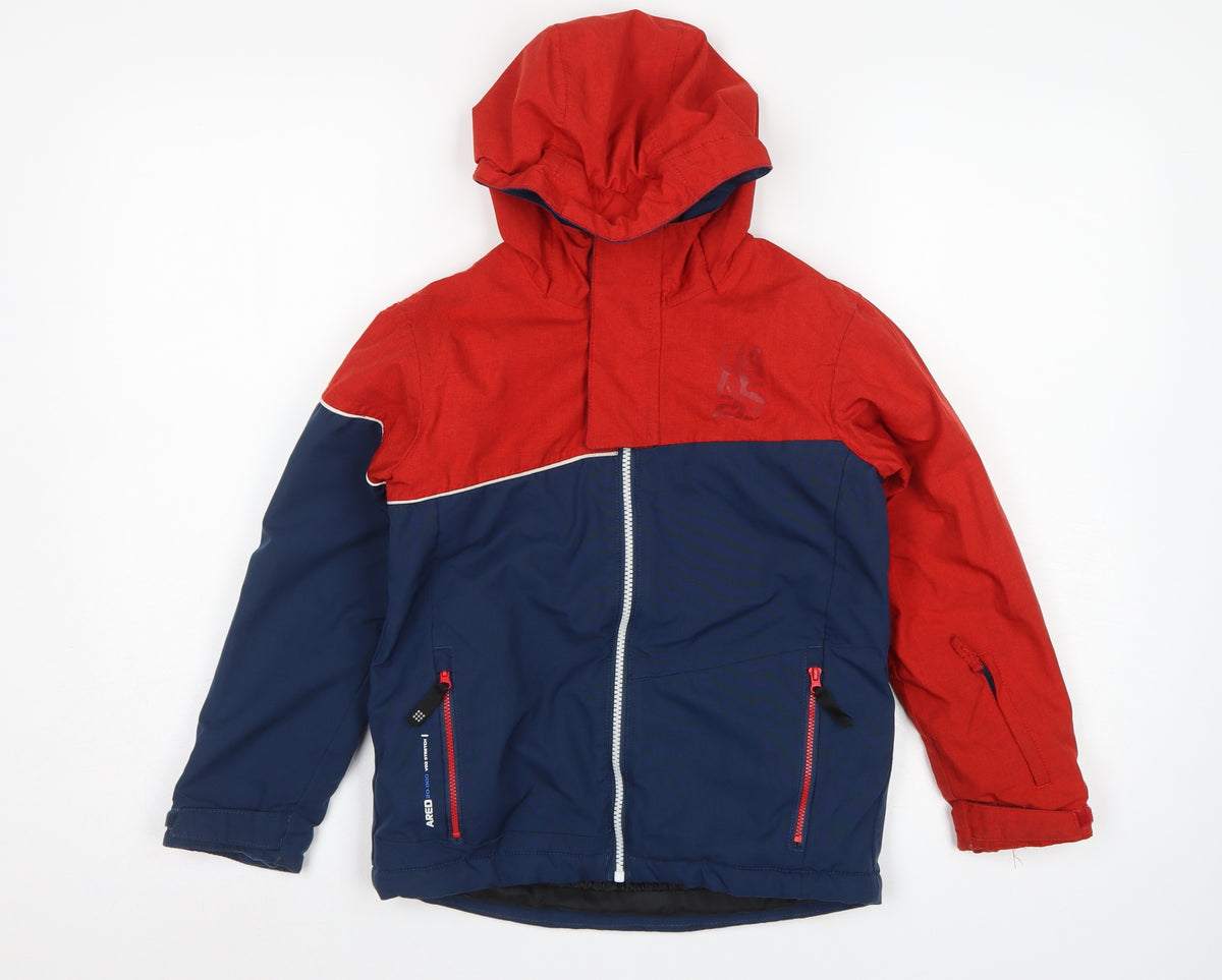 Dare 2b Boys Red Blue 7-8 Years Ski Jacket Hooded Waterproof
