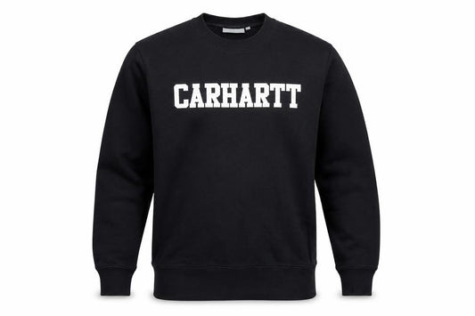 Carhartt WIP Men’s Black S College Logo Graphic Print Crewneck Sweatshirt