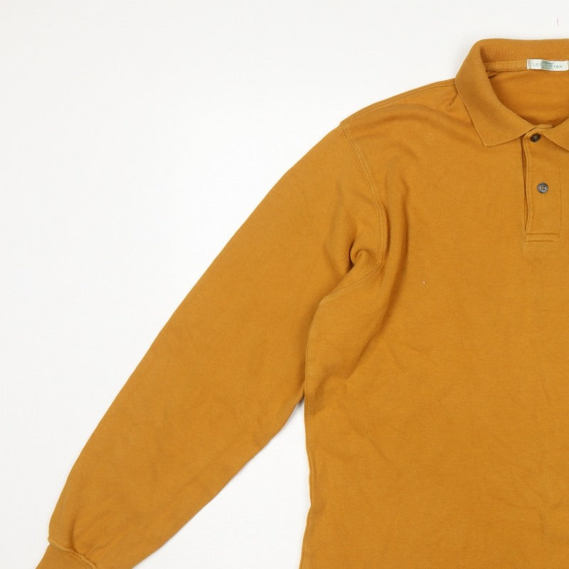 St Michael Men’s Caramel Brown Medium Long Sleeve Cotton Polo Shirt
