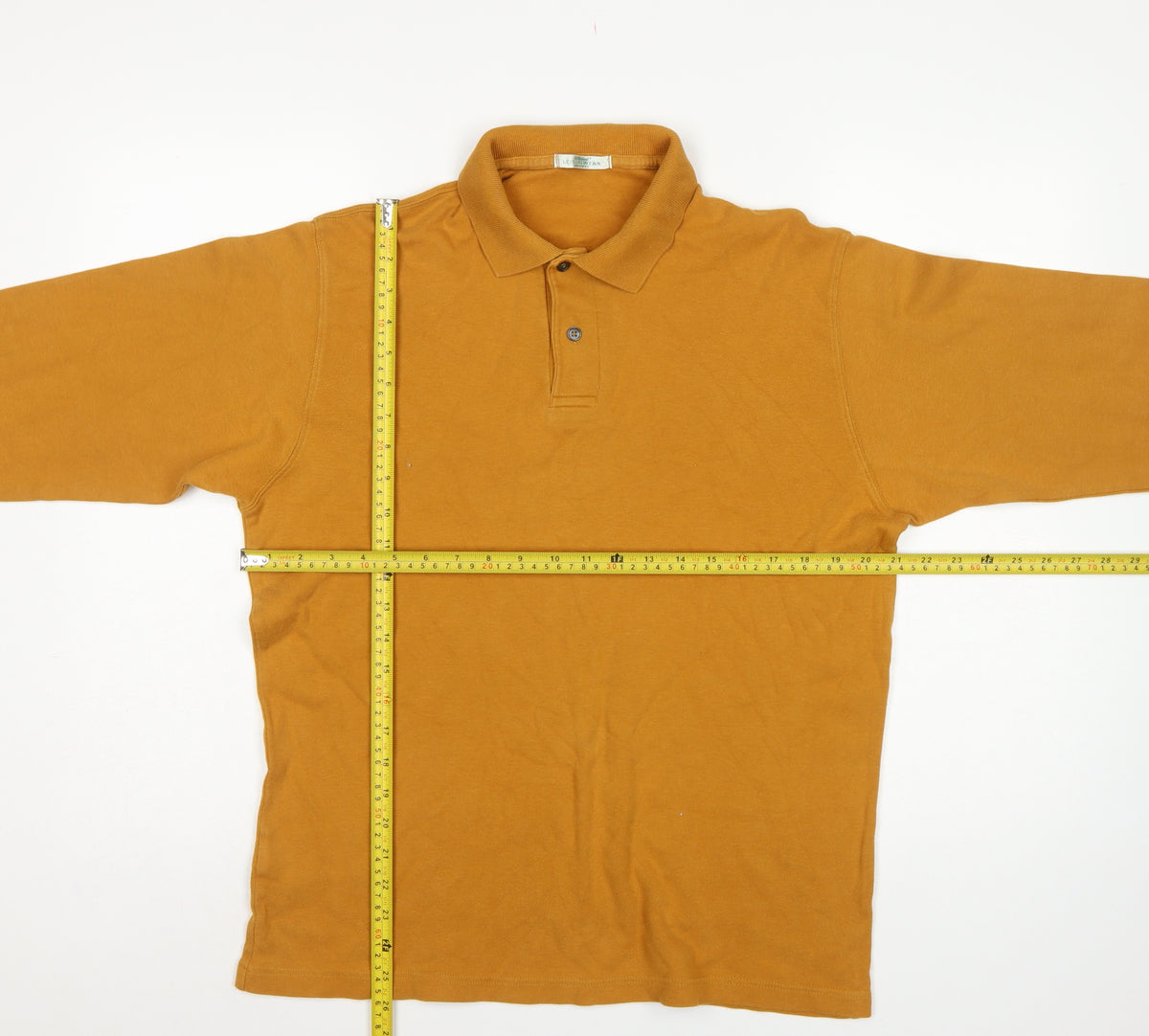 St Michael Men’s Caramel Brown Medium Long Sleeve Cotton Polo Shirt