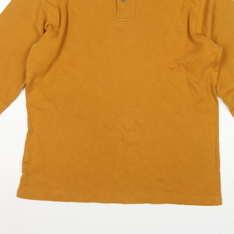 St Michael Men’s Caramel Brown Medium Long Sleeve Cotton Polo Shirt