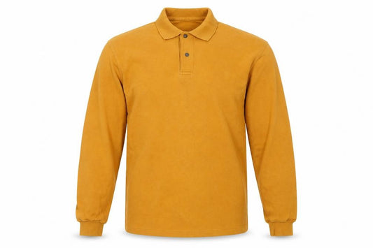 St Michael Men’s Caramel Brown Medium Long Sleeve Cotton Polo Shirt