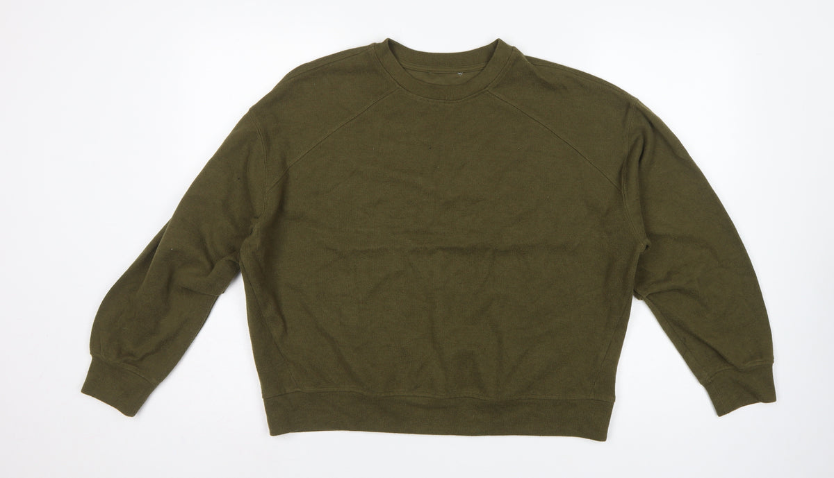 Next Women’s Green L Petite Ribbed Velour Raglan Sweatshirt