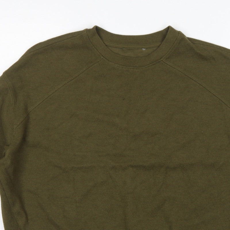 Next Women’s Green L Petite Ribbed Velour Raglan Sweatshirt