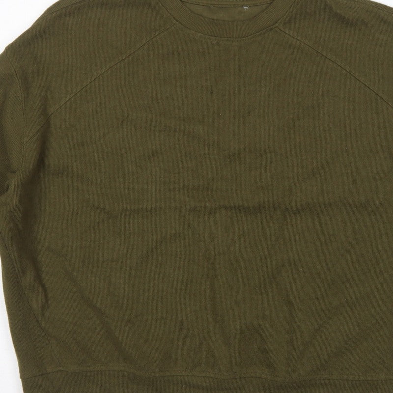 Next Women’s Green L Petite Ribbed Velour Raglan Sweatshirt