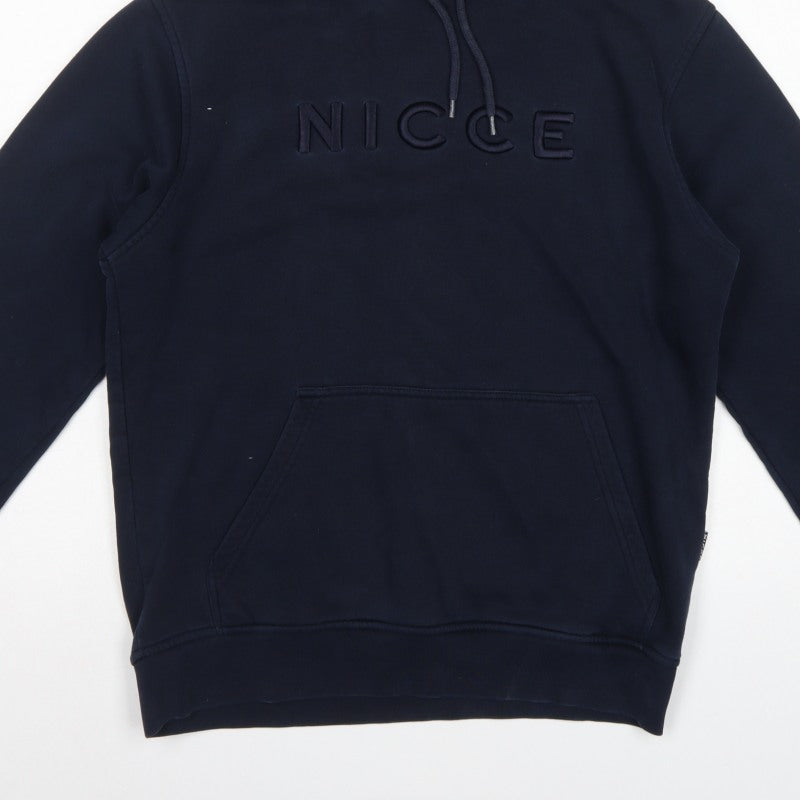 Nicce Men’s Blue S Pullover Hoodie Embroidered Logo Pockets