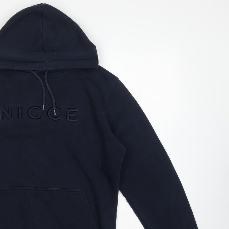 Nicce Men’s Blue S Pullover Hoodie Embroidered Logo Pockets