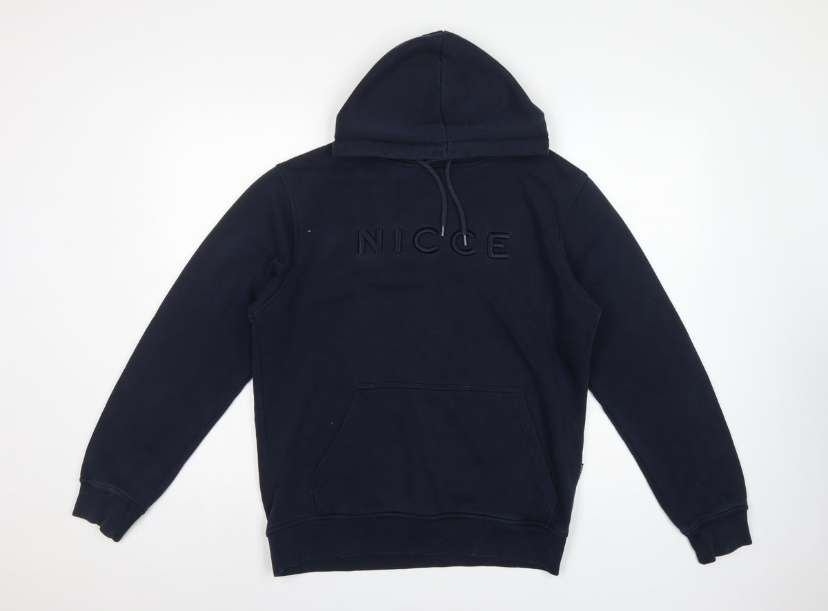 Nicce Men’s Blue S Pullover Hoodie Embroidered Logo Pockets