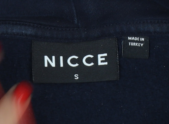 Nicce Men’s Blue S Pullover Hoodie Embroidered Logo Pockets