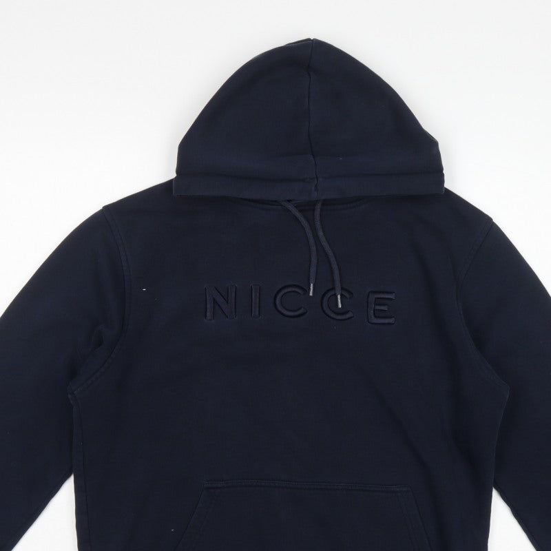 Nicce Men’s Blue S Pullover Hoodie Embroidered Logo Pockets