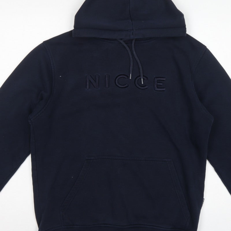 Nicce Men’s Blue S Pullover Hoodie Embroidered Logo Pockets
