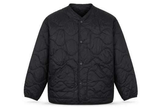 H&M Men's Black M Quilted Jacket Snap Front Pockets