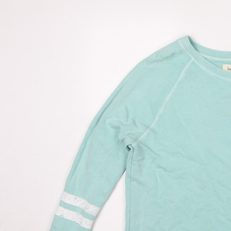 Hush Women’s Mint Green S Pullover Sweatshirt Raglan Stripe Cotton