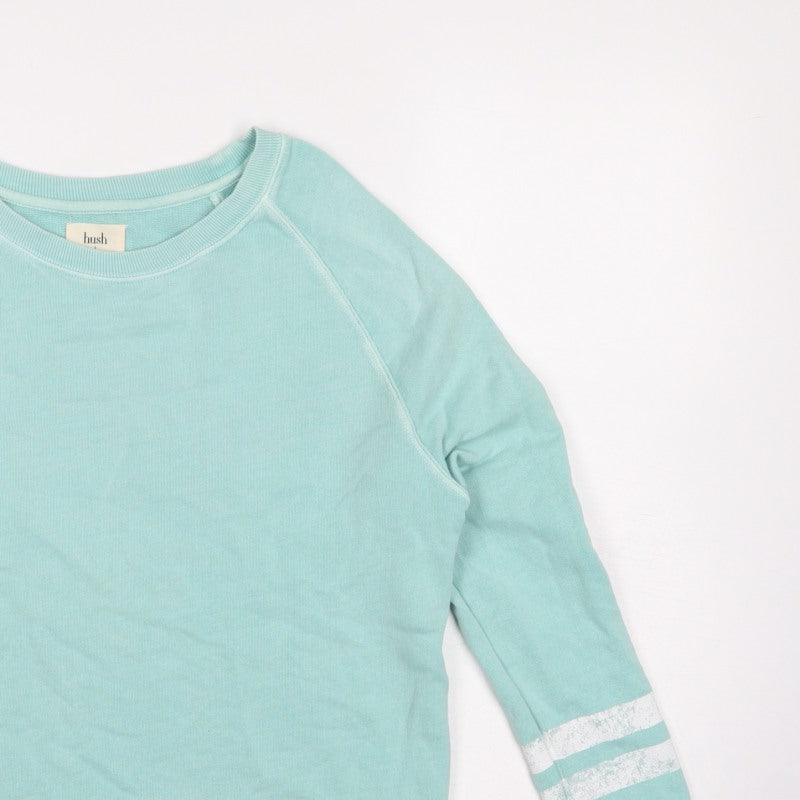 Hush Women’s Mint Green S Pullover Sweatshirt Raglan Stripe Cotton