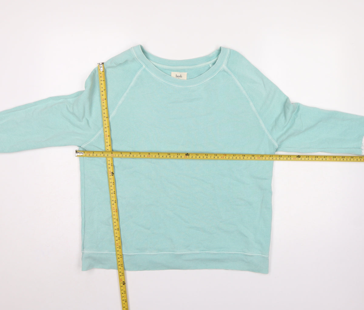 Hush Women’s Mint Green S Pullover Sweatshirt Raglan Stripe Cotton