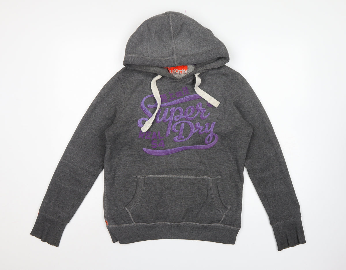 Superdry Men's Grey S Pullover Hoodie Logo Graphic Drawstring Pocket