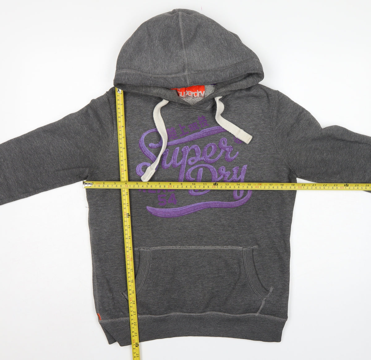 Superdry Men's Grey S Pullover Hoodie Logo Graphic Drawstring Pocket