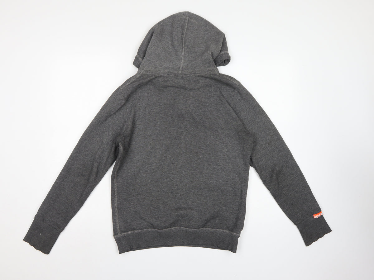 Superdry Men's Grey S Pullover Hoodie Logo Graphic Drawstring Pocket