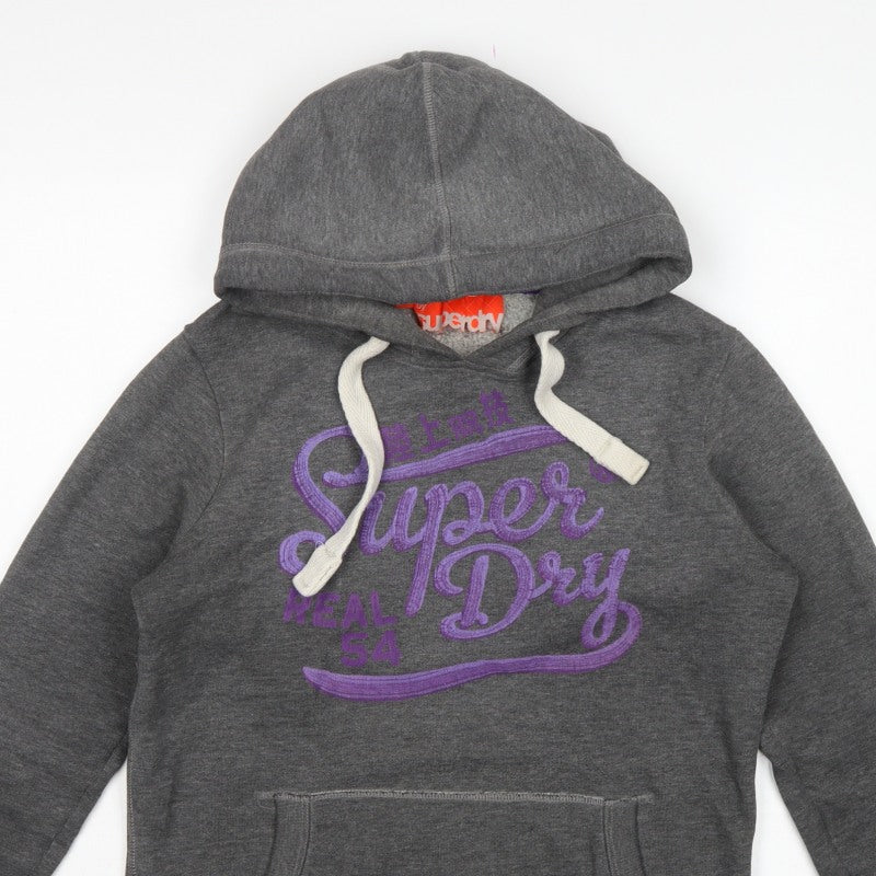 Superdry Men's Grey S Pullover Hoodie Logo Graphic Drawstring Pocket
