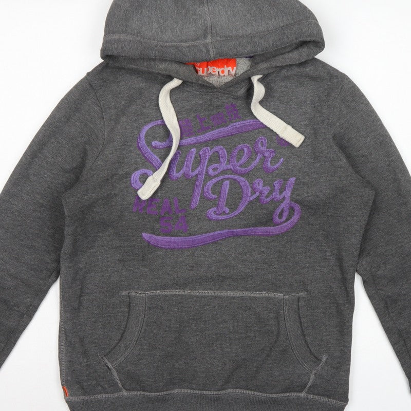 Superdry Men's Grey S Pullover Hoodie Logo Graphic Drawstring Pocket