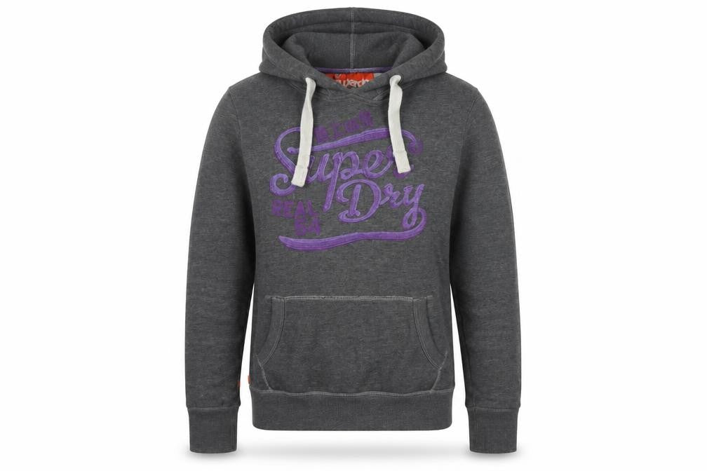 Superdry Men's Grey S Pullover Hoodie Logo Graphic Drawstring Pocket
