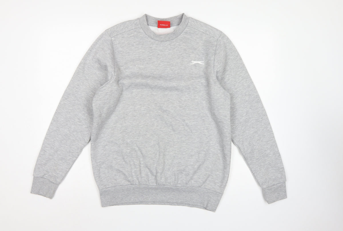 Slazenger Men’s Grey XS Logo Crew Neck Fleece Pullover Sweatshirt