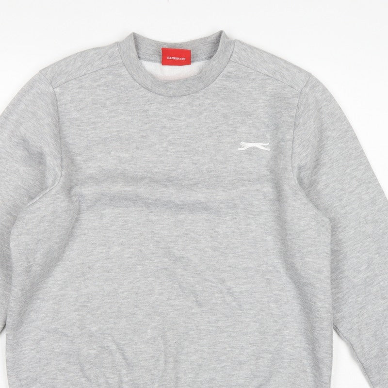 Slazenger Men’s Grey XS Logo Crew Neck Fleece Pullover Sweatshirt