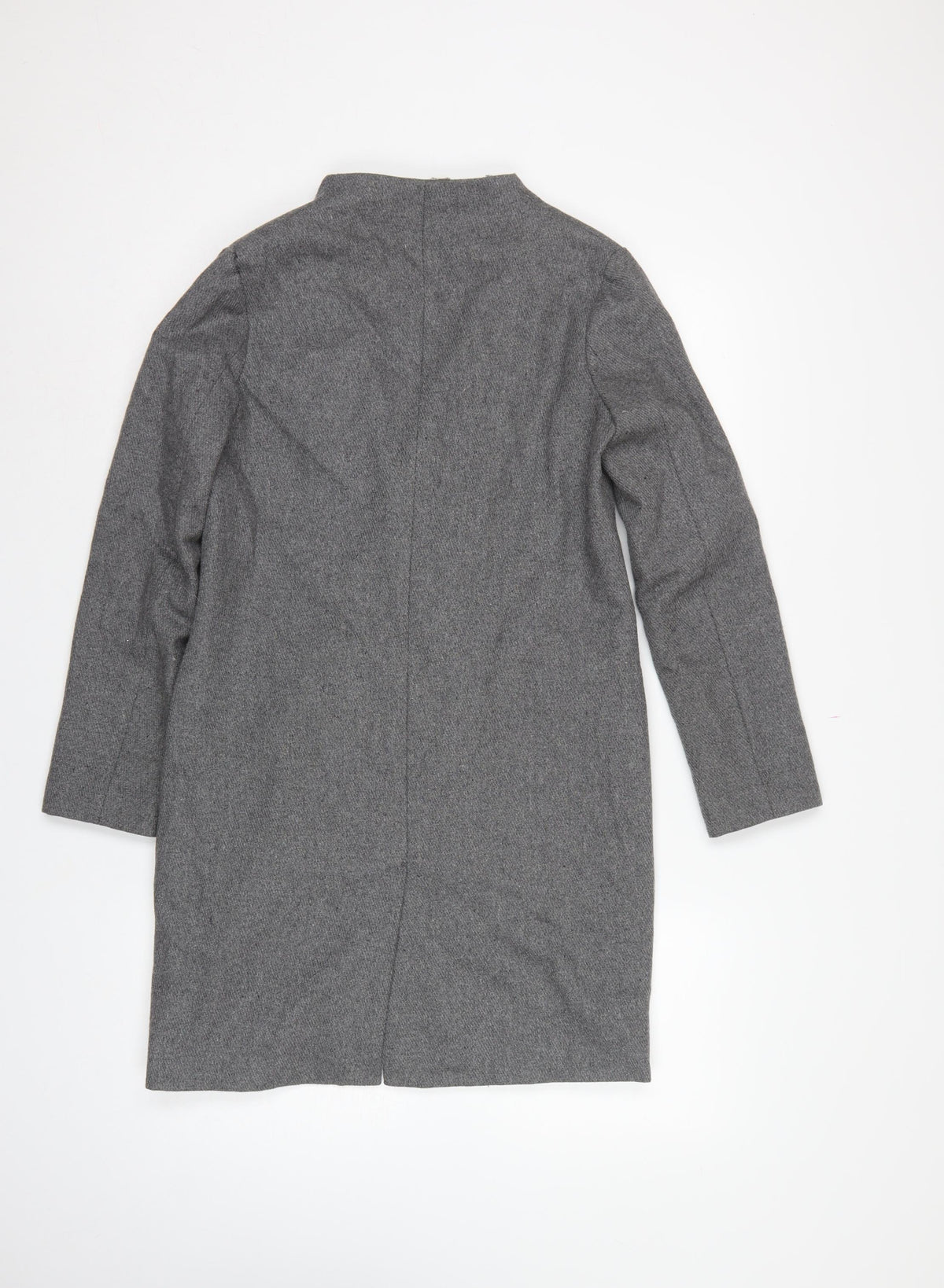 Micc Beirn Men's Grey Herringbone Long Overcoat Lined Size S