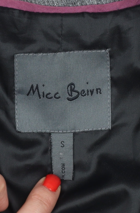 Micc Beirn Men's Grey Herringbone Long Overcoat Lined Size S