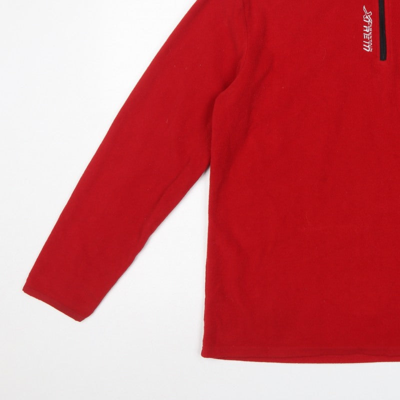 Atlas For Men Men's Red L Quarter Zip Fleece Pullover High Neck