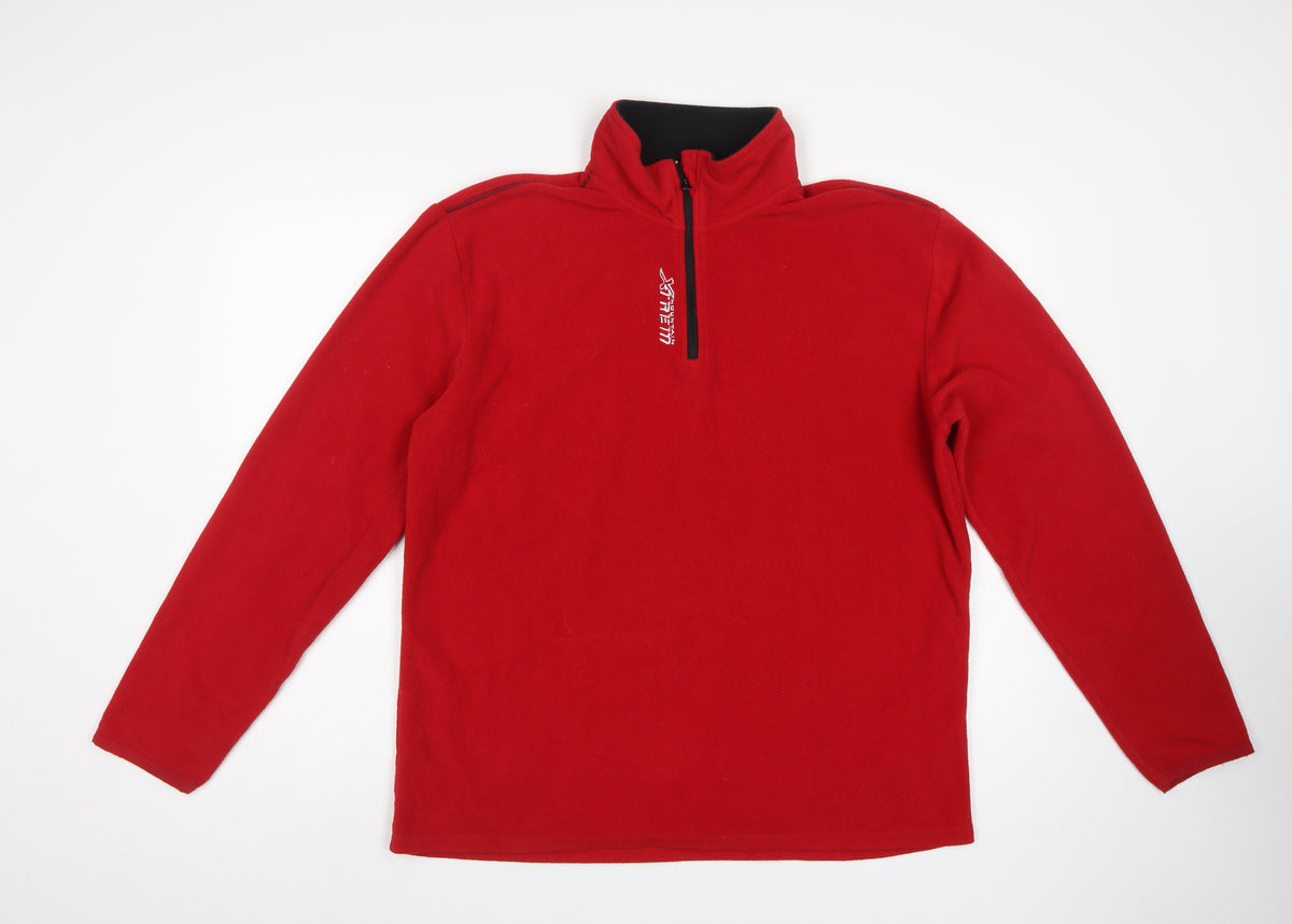 Atlas For Men Men's Red L Quarter Zip Fleece Pullover High Neck