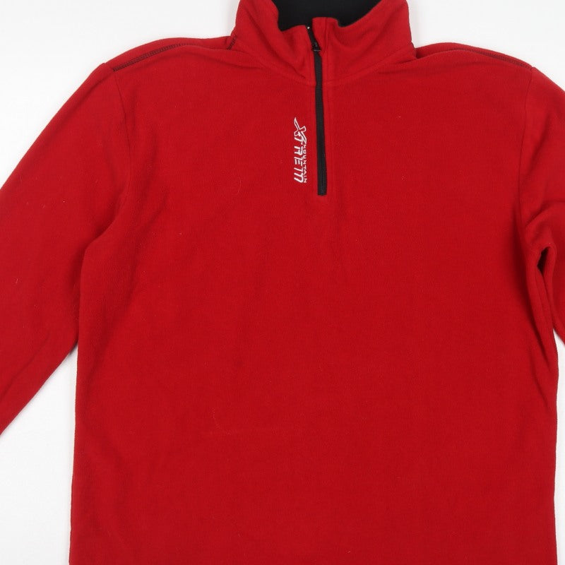 Atlas For Men Men's Red L Quarter Zip Fleece Pullover High Neck