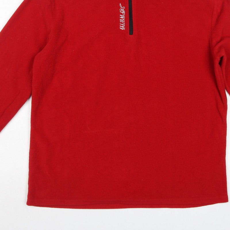 Atlas For Men Men's Red L Quarter Zip Fleece Pullover High Neck