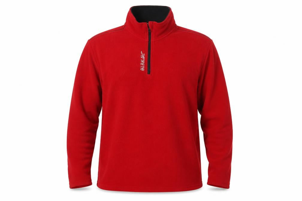 Atlas For Men Men's Red L Quarter Zip Fleece Pullover High Neck