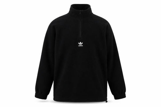 Adidas Men’s Black L 1/4 Zip Fleece Sweatshirt Trefoil Logo