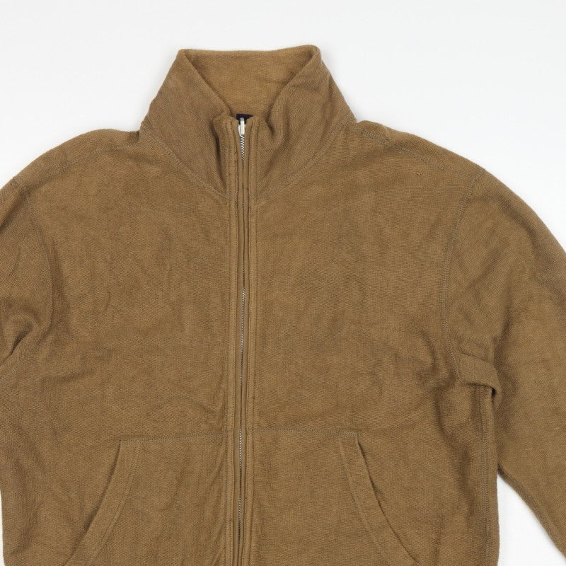 GAP Men's Brown L Full Zip Cotton Fleece Basic Jacket Pockets