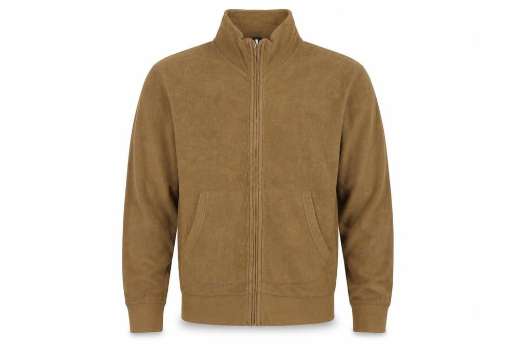 GAP Men's Brown L Full Zip Cotton Fleece Basic Jacket Pockets