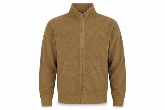 GAP Men's Brown L Full Zip Cotton Fleece Basic Jacket Pockets