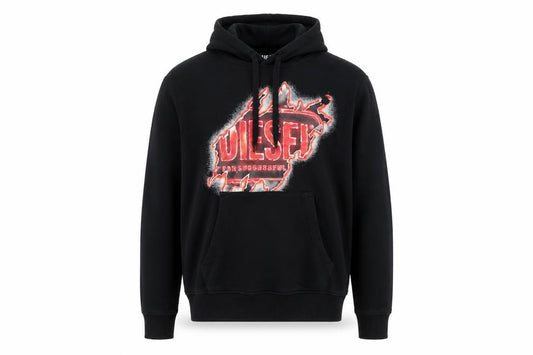 Diesel Men’s Black M Pullover Graphic Logo Hoodie