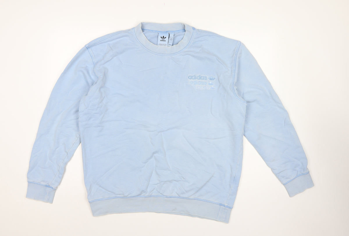 Adidas Men’s Blue L Crew Neck Pullover Logo Sweatshirt