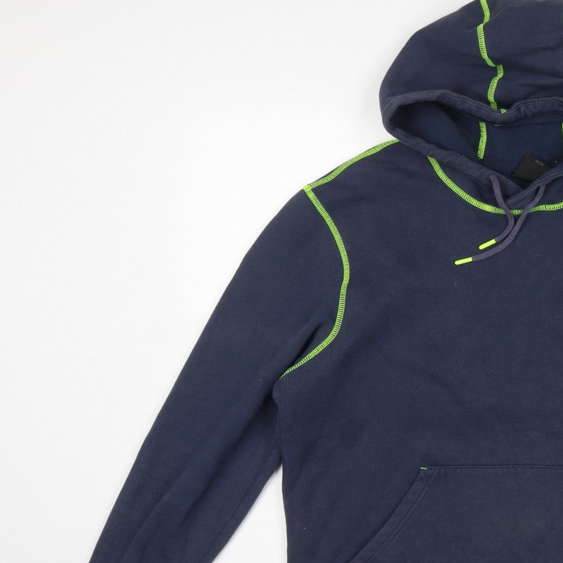 Oakley Men’s Navy Blue L Pullover Hoodie Logo Graphic Drawstring