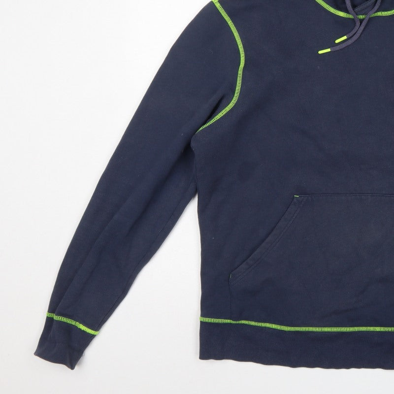 Oakley Men’s Navy Blue L Pullover Hoodie Logo Graphic Drawstring