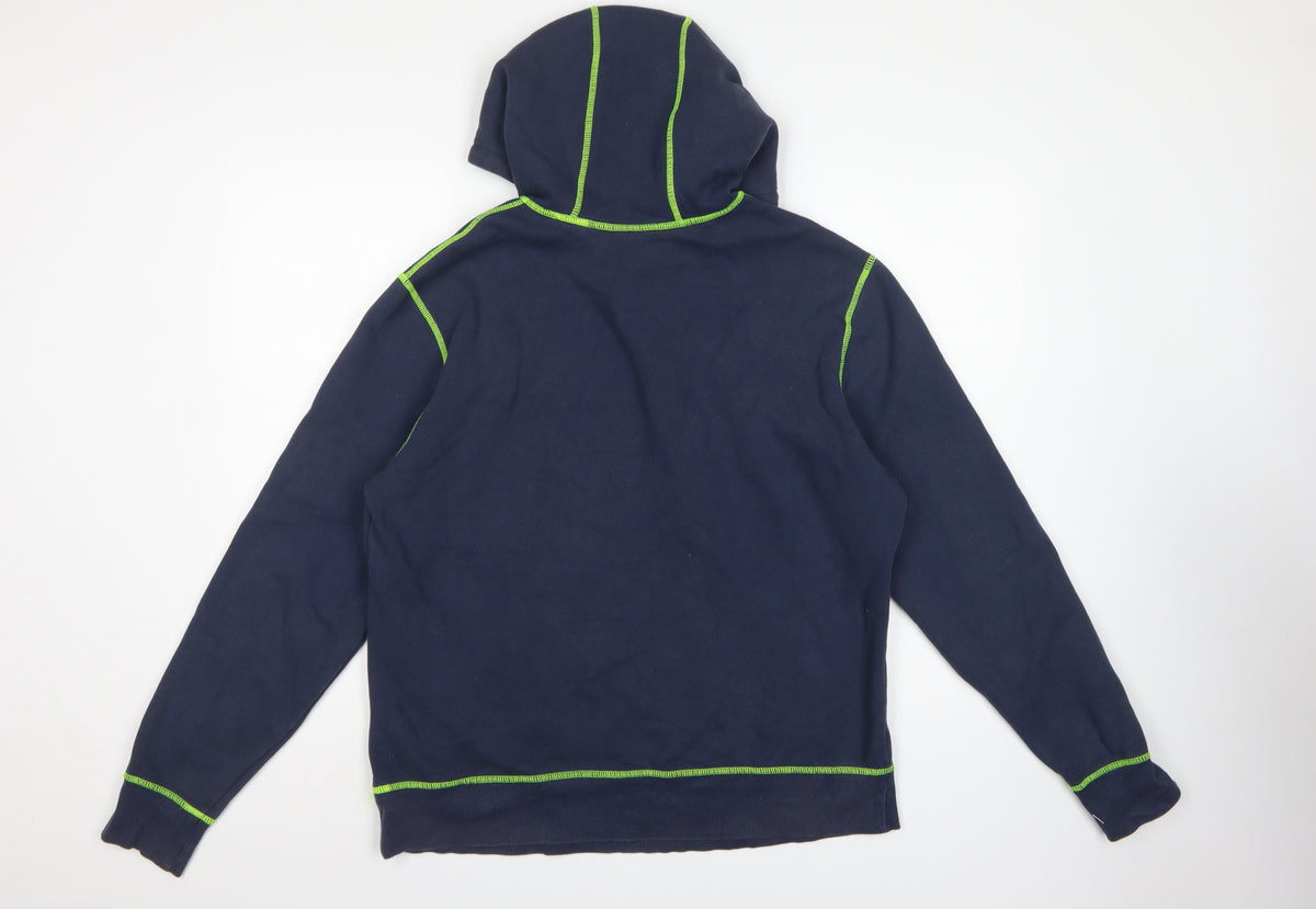 Oakley Men’s Navy Blue L Pullover Hoodie Logo Graphic Drawstring