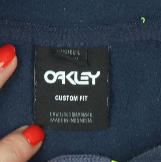 Oakley Men’s Navy Blue L Pullover Hoodie Logo Graphic Drawstring
