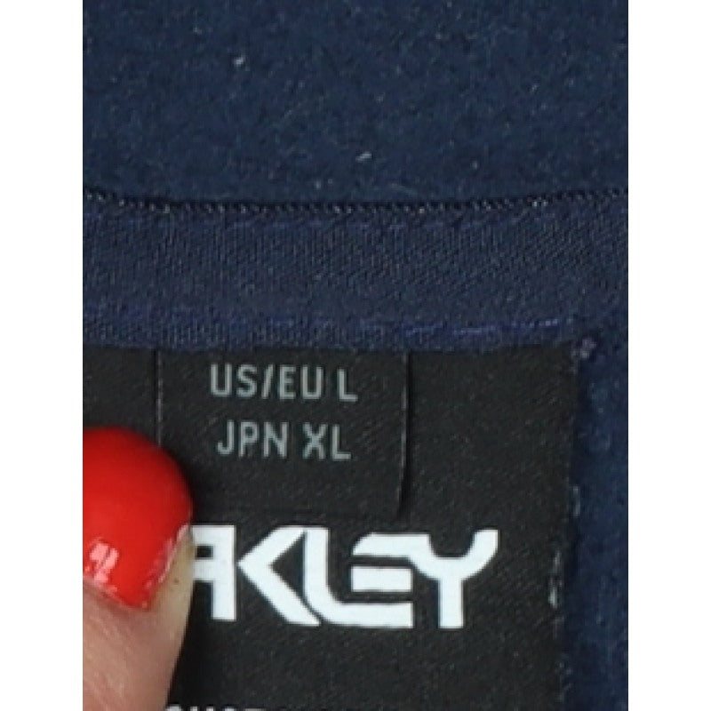 Oakley Men’s Navy Blue L Pullover Hoodie Logo Graphic Drawstring
