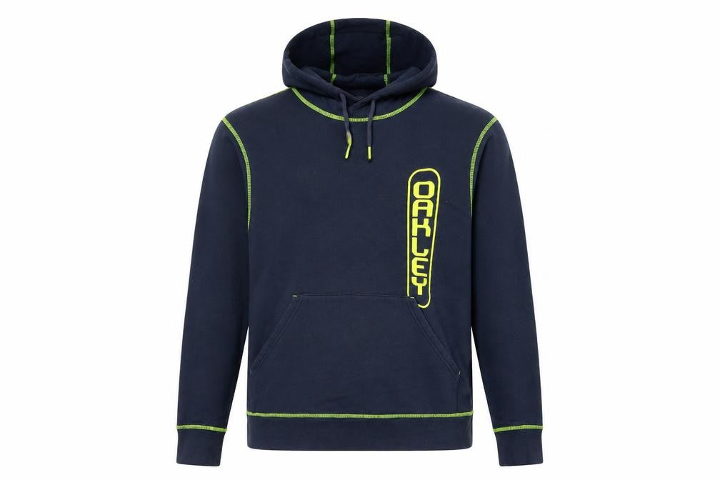 Oakley Men’s Navy Blue L Pullover Hoodie Logo Graphic Drawstring